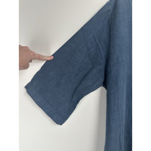 Bryn Walker Tunic Top Size Large Blue Linen Lagenlook Minimalist - Picture 11 of 13